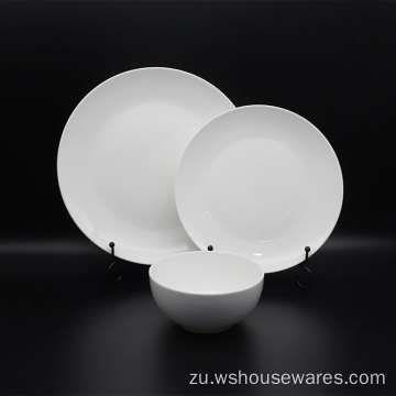 I-18pcs eco-friendly hotel porcelain eshibhile i-white emhlophe ithambo isidlo sakusihlwa